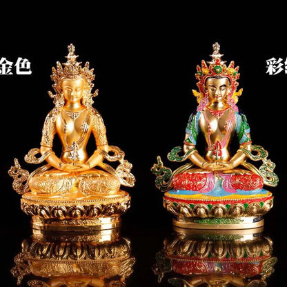 Asia Buddhism HOME CAR Tathagata RU LAI buddha statue Amulet talisman protect safety Health metal buddha statue