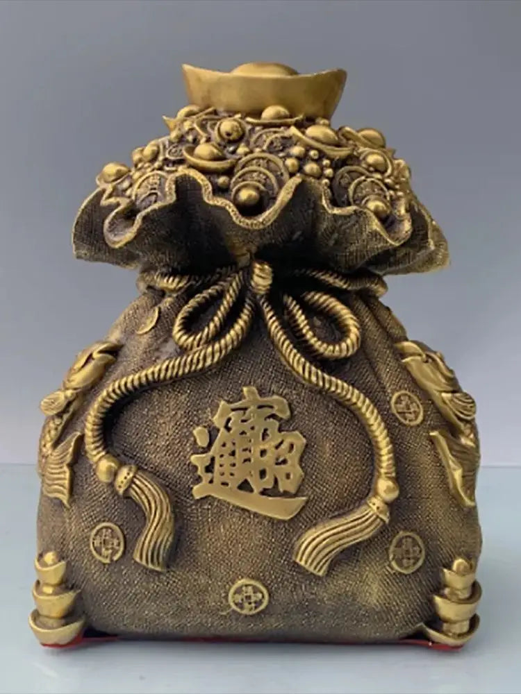 10" Old China Bronze Dragon Loong Play Beads Pine Tree Mountain Blessing Statue