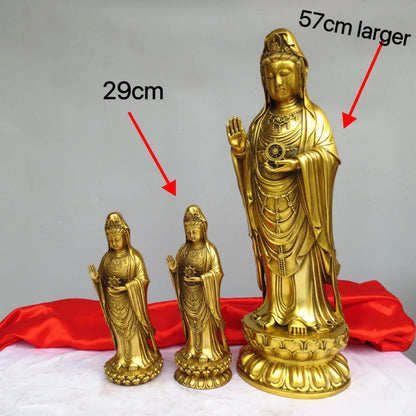 57CM large HOME Temple Altar Worship Safe healthy Efficacious protection Goddess Guanyin buddha image COPPER statue 50% OFF