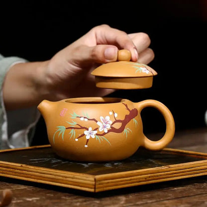 Handmade Mud Decals, Plum Blossom, Xi Shi Pot, Zisha Teapot, Yixing Handmade Pot, Kung-Fu Teaware, Purple Clay
