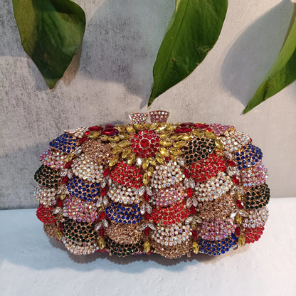 Multicolored Dinner Floral Prom Handbag Woman Flower Diamond Party Gala Gift Purse Wedding Bridal Hollow Out Crystal Evening Bag