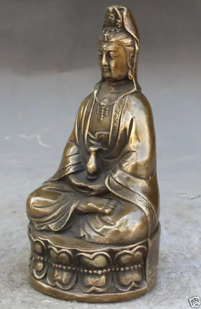 decoration brass factory outlets Pure Brass Antique 18 CM / Elaborate Tibet Buddhism Copper Shakyamuni Amitabha Buddha Statue