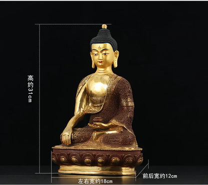 31CM LARGE  wholesale buddha statue # Tibetan Buddhism Sakyamuni Amitayus the Buddha Gold-plated brass statue HOME Talisman