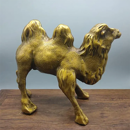 Handmade Carved Pure Copper Brass Retro Animal Alpaca Camel Statue Desk Decoration Ornaments Gifts Home Decor Sculpture