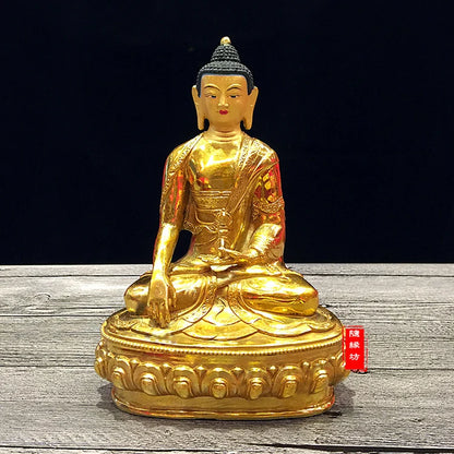 GOOD --20cm Buddhist Buddhism efficacious Protection Tibet Nepal Gold-plated brass gold Mitukpa Buddha Religious statue