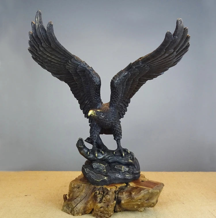 large # Original ART # office home shop Magic company Desk decorative Golden brass Eagle bird ART work statue Mascot