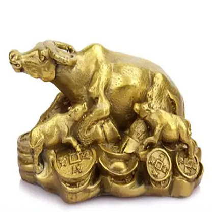 Copper Statue Pure copper money cattle ornament Fengshui handicraft home office study decoration