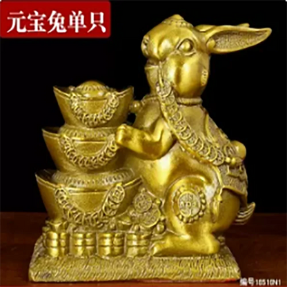 Copper rabbit ornaments Pure copper twelve zodiac rabbit cute cartoon rabbit home living room table decoration ornaments