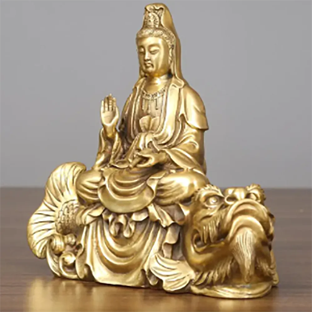 Pure copper and brass Guanyin Buddha statues, ornaments, home crafts