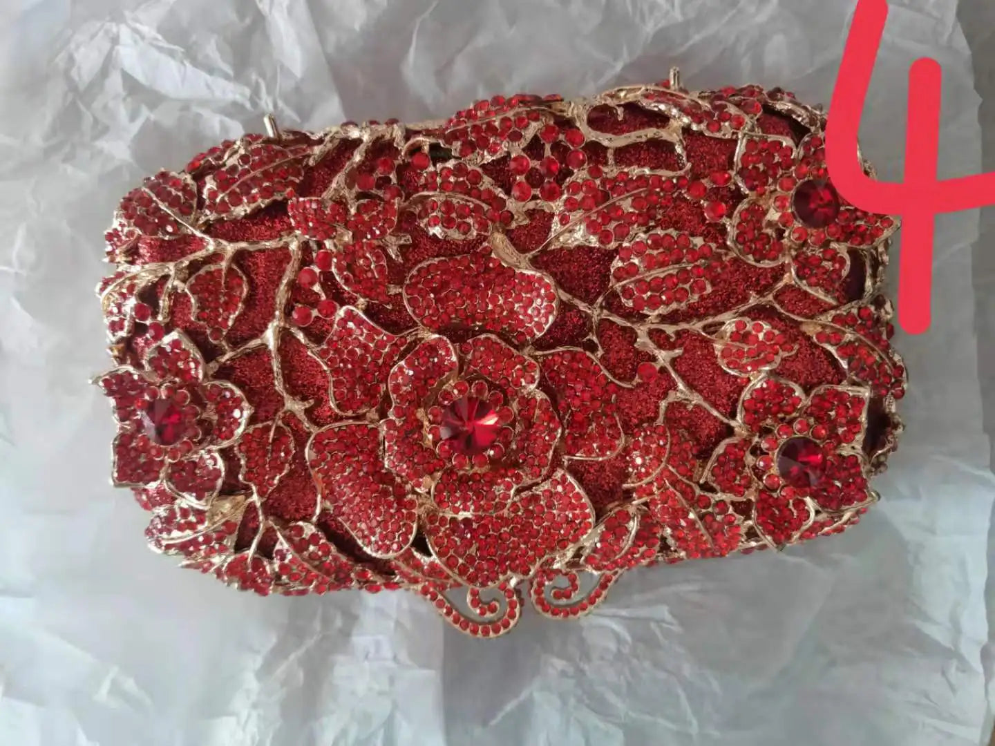 Woman Blue Red Flower Diamond Clutch Evening Purse Wedding Bridal Fashion Rhinestone Dinner Bag Banquet Party Crystal Handbag