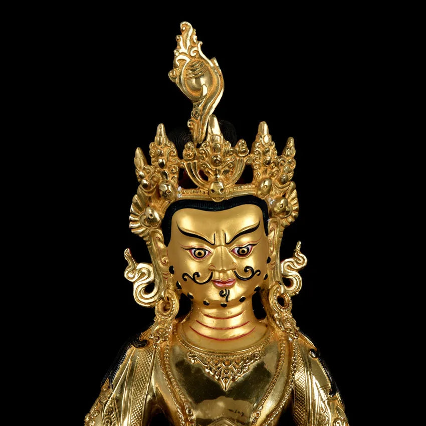 48 cm LARGE # HOME hall Protection Talisman Huge gold-plated gilt Yellow Jambhala God of money buddha statue