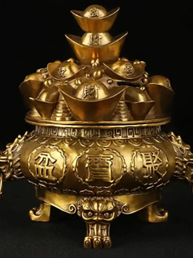 Copper Statue Kaiguang pure copper treasure basin decoration