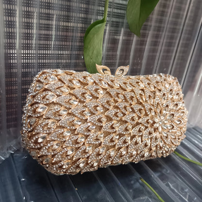Gold Flower Crystal Diamond Birthday Party Gift Evening Bag Gala Banquet Dinner Floral Ladies Handbag Woman Wedding Bridal Purse
