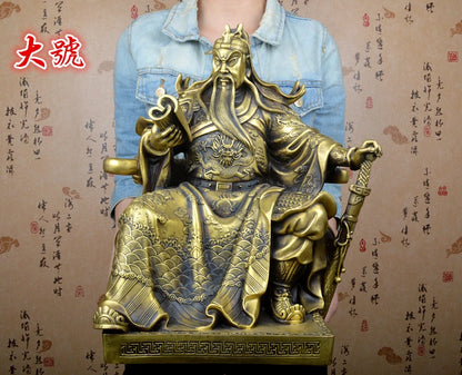 Large- Company home business efficacious Protection- The God of Arts and wealth GUAN GONG Guandi Retro FENG SHUI bronze statue