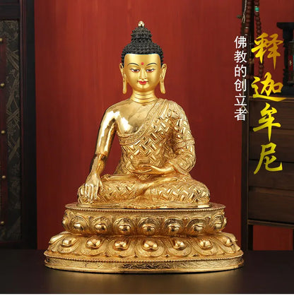 WOW -45cm LARGE Huge HOME Hall fane efficacious Protection Tibetan Gold-plated Buddhist patriarch Sakyamuni Buddha figure statue