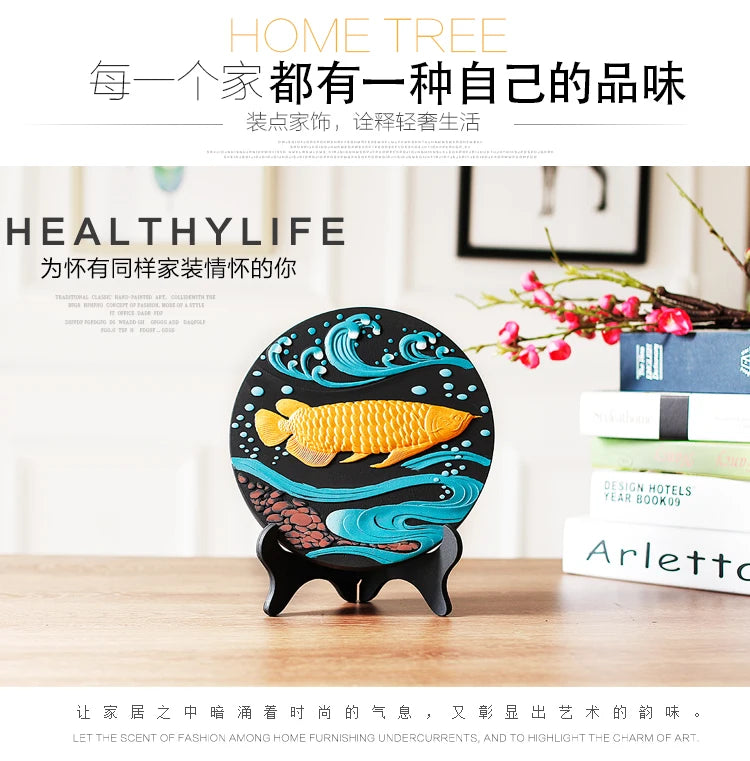@ China Leader National gift HOME office Comapny thriving business Mascot FENG SHUI Golden Dragon Arawana fish carving Ornament