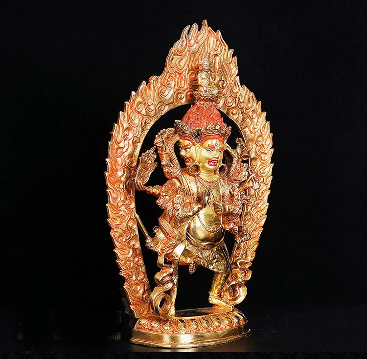 33cm large ## bless Safety Health Talisman #efficacious Protection Nepal Gold-plated gaza palletizer Vajra Buddha statue