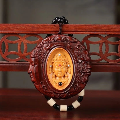 Red Sandalwood Carved  Car Pendant Pendant  with  One Reading , Men's  Handmade Carved Pendant, Hand Playing Handle gift