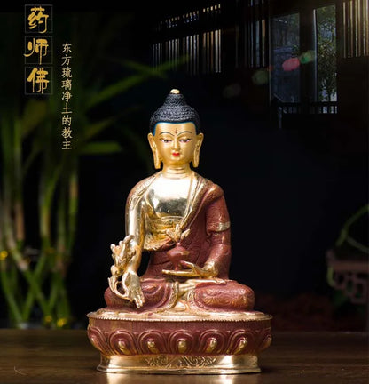 Wholesale Buddhist supplies  HOME Family efficacious Protection gilding the Medicine Pharmacist Buddha Buddhist Mantra statue