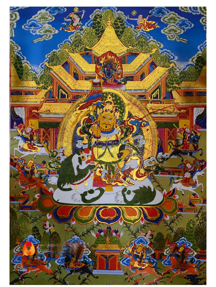 Wholesale Buddhist supplie HOME temple Efficacious protective talisman Buddhism God of wealth buddha Thang-ga Thangka painting