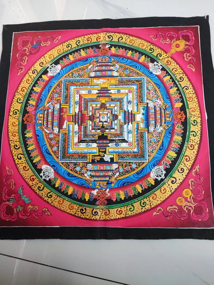 100% Hand painted Mandala wheel altar Enlightenment Thangka Thang-ga painting Buddhism home Hall altar wall Decorative art S4