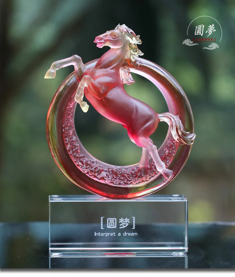 Coloured glaze zodiac horse ornament living room office decoration crafts Lucky decoration birthday present