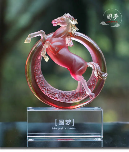 Coloured glaze zodiac horse ornament living room office decoration crafts Lucky decoration birthday present