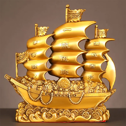 Pure Copper Dragon Boat Ornaments Smooth Sailing Full of Dragon Boat Living Room Office Desktop Decoration