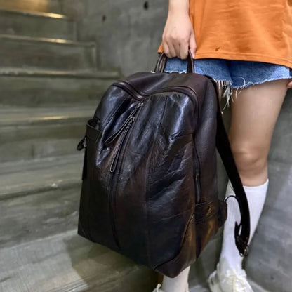 New high-end men's casual backpack Customized leather backpack