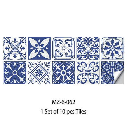 Blue tiled patterned frosted floor for kitchen backsplash tabletop wardrobe refurbished wall sticker room decoration accessories