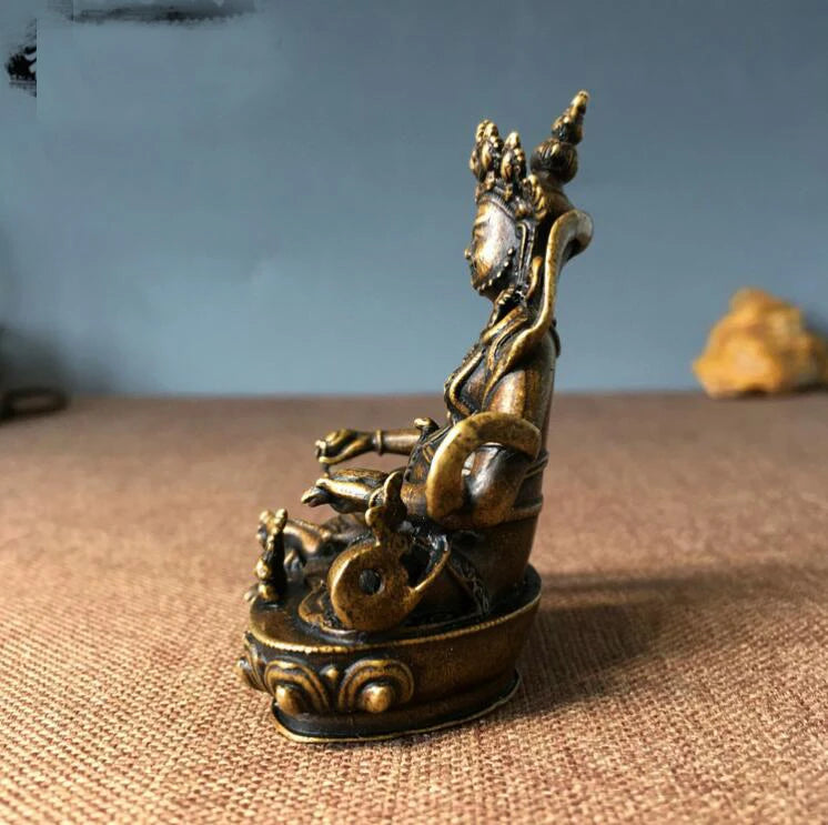 GOOD # Greco-Buddhist travel Carry-on efficacious god of wealth Pocket Buddha Yellow Jambhala Zambala Retro brass statue