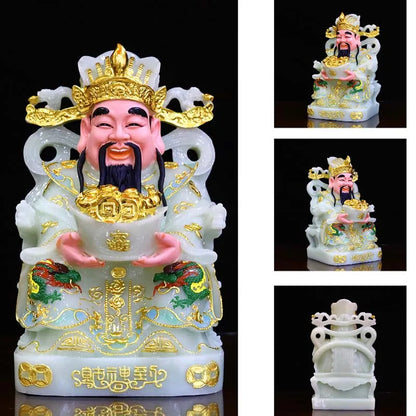 Wholesale buddha God statue high grade jade gilding CAI SHEN YE God of wealth Mammon thriving business Money Drawing Good luck