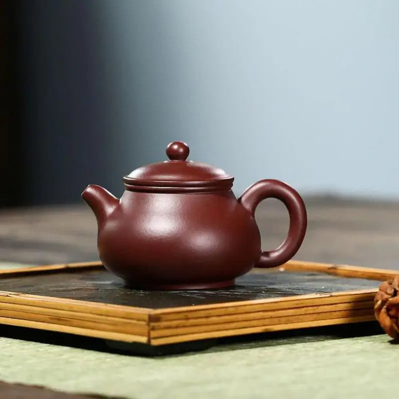 Purple Vermillion Clay Sketch Pan, Zisha Teapot, Yixing Handmade Pot, Kung-Fu Teaware, Purple Clay Drinkware for Puer Green