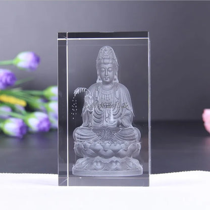 15CM large # TOP Good Southeast Asia blessing home family talisman 3D crystal Guanyin Bodhisattva Buddha statue ornament