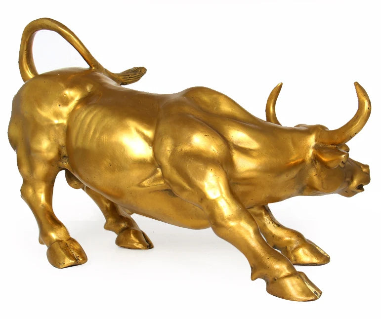 office  business stock-market Mascot -efficacious Talisman Money Drawing gold Charging Bull brass statue