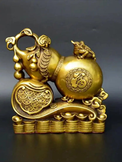 Copper Statue Antique pure copper gourd ornaments Ruyi copper gourd home decoration handicraft ornaments