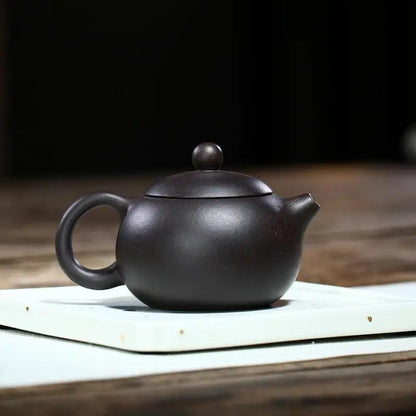 Zisha Teapot Yixing Handmade Pot, Kung-Fu Teaware, Purple Clay Drinkware for Puer Green Black Chinese Tea, Black Gold Sand Xishi