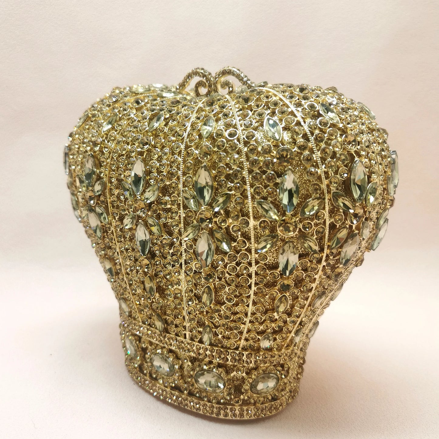 Woman Gold AB Diamond Crown Cocktail Prom Evening Purse Bridal Birthday Dinner Handmade Handbag Crystal Wedding Party Clutch Bag