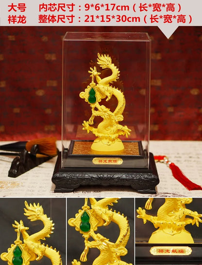 Southeast Asia HOME OFFICE company SHOP TOP GIFT Talisman Auspicious GOOD LUCK gold-plating royal Dragon FENG SHUI Ornament