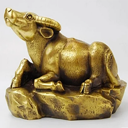 Ukuran: 18*10*12Cm Rakyat Perunggu Murni FengShui Kekayaan Tahun Zodiak Berbaring Banteng Penyuka Patung Alat Memasak Dekorasi 1