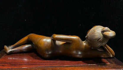 BY048- 22 * 5 * 3.5 CM Geisha Woman Boxwood Sculpture Doctor Lady Feng Shui Statue Home Decor