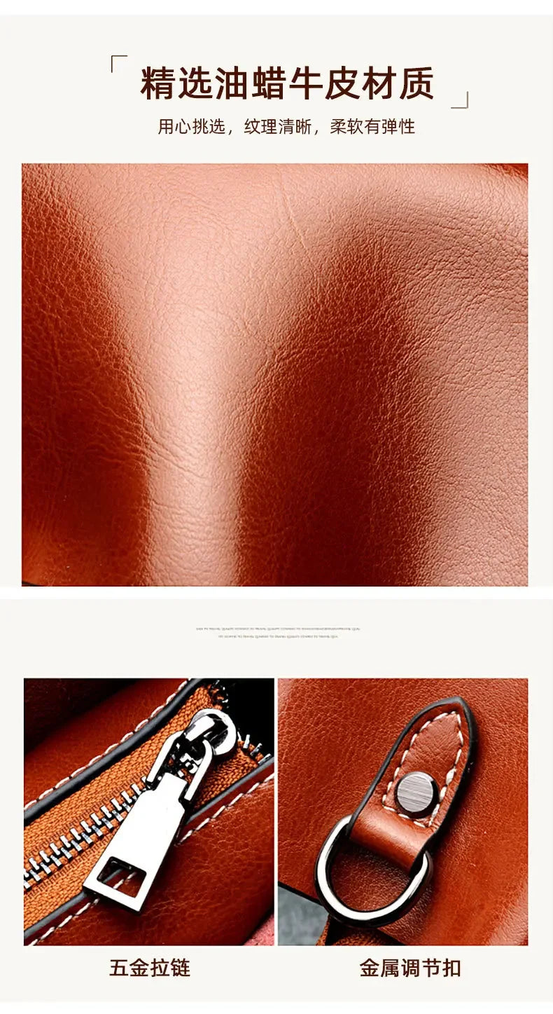 Cambridge Bag New European and American Fashion Ladies Portable Shoulder Oil Wax Genuine Leather Bag for Women Designer Luxury