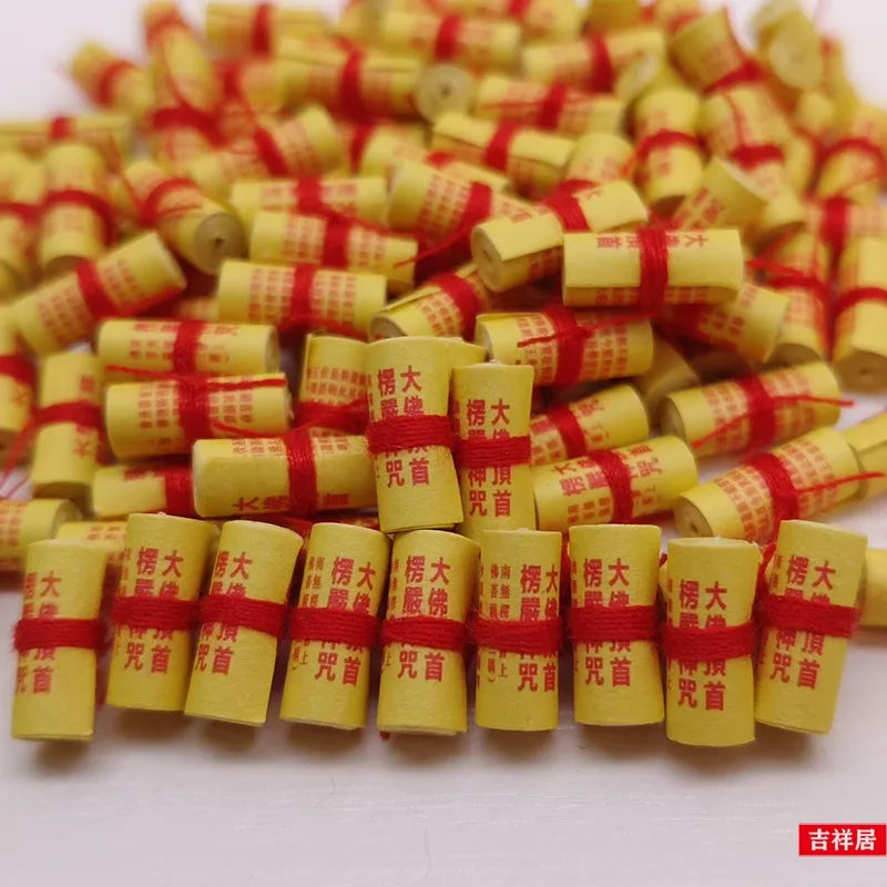 50PCS Wholesale Buddhist supplies miniature Shurangama Mantra Buddhist scriptures Paper roll amulet talisman Temple Abbot