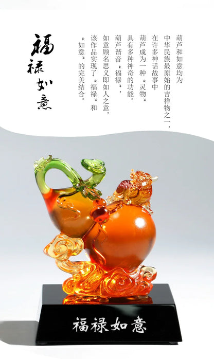 Coloured glaze home decoration good fortune official pay  wishful gourd business gift store opening gift New house housewarming
