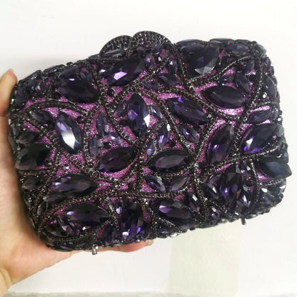 Woman Red Blue Purple AB Diamond Prom Purse Bridal Dinner Banquet Stone Gala Clutch Handbag Crystal Wedding Party Evening Bags