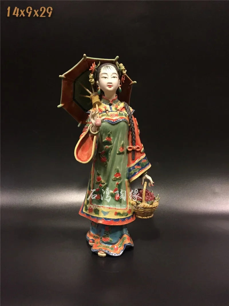 Porcelain living room TV cabinet wine cabinet ornaments ladies see rainbow High-end luxury girl Beauty figure Sculpture statue