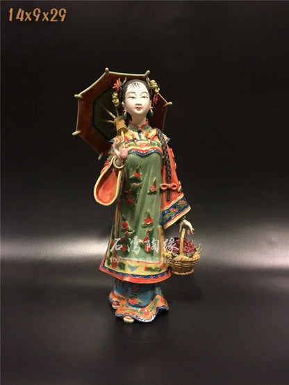 Porcelain living room TV cabinet wine cabinet ornaments ladies see rainbow High-end luxury girl Beauty figure Sculpture statue