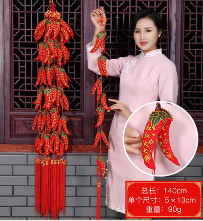 home Company shop wedding Party gift festive mascot good luck Mascot Money Drawing propitious Red pepper hanging ornament  5PCS