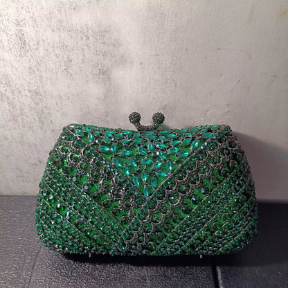 Top Selling Hollow Out Green Blue Orange Bag Woman Diamond Clutches Wedding Bridal Evening Purse Dinner Party Crystal Handbag