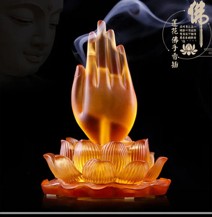 Creative Coloured glaze Lotus Buddha Hand Incense Stick Ornament